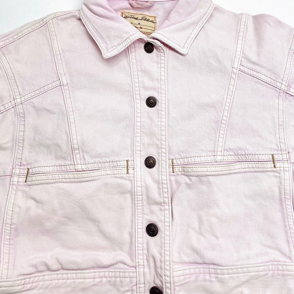FREE PEOPLE — STAR CROSSED BOXY DENIM JACKET, LIGHT PINK SORBET, SIZE US XS - Picture 11 of 12
